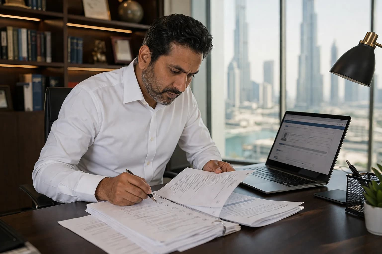 UAE government authority clearance documents laid out for company liquidation process in Dubai