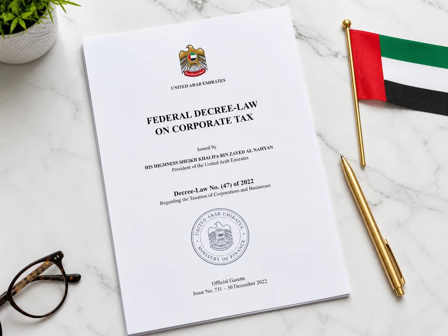 UAE Federal Decree-Law No. 47 of 2022 on corporate tax — official government document concept